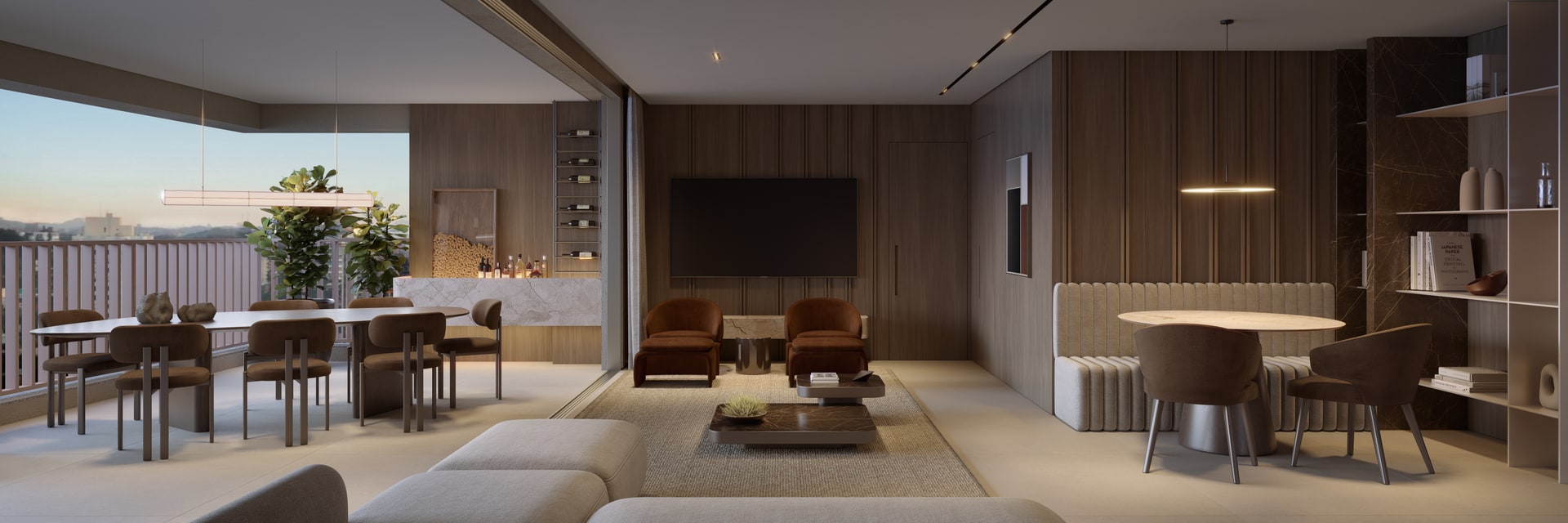Living do apartamento 4 Suítes 243m² do MONÃ Anália Franco