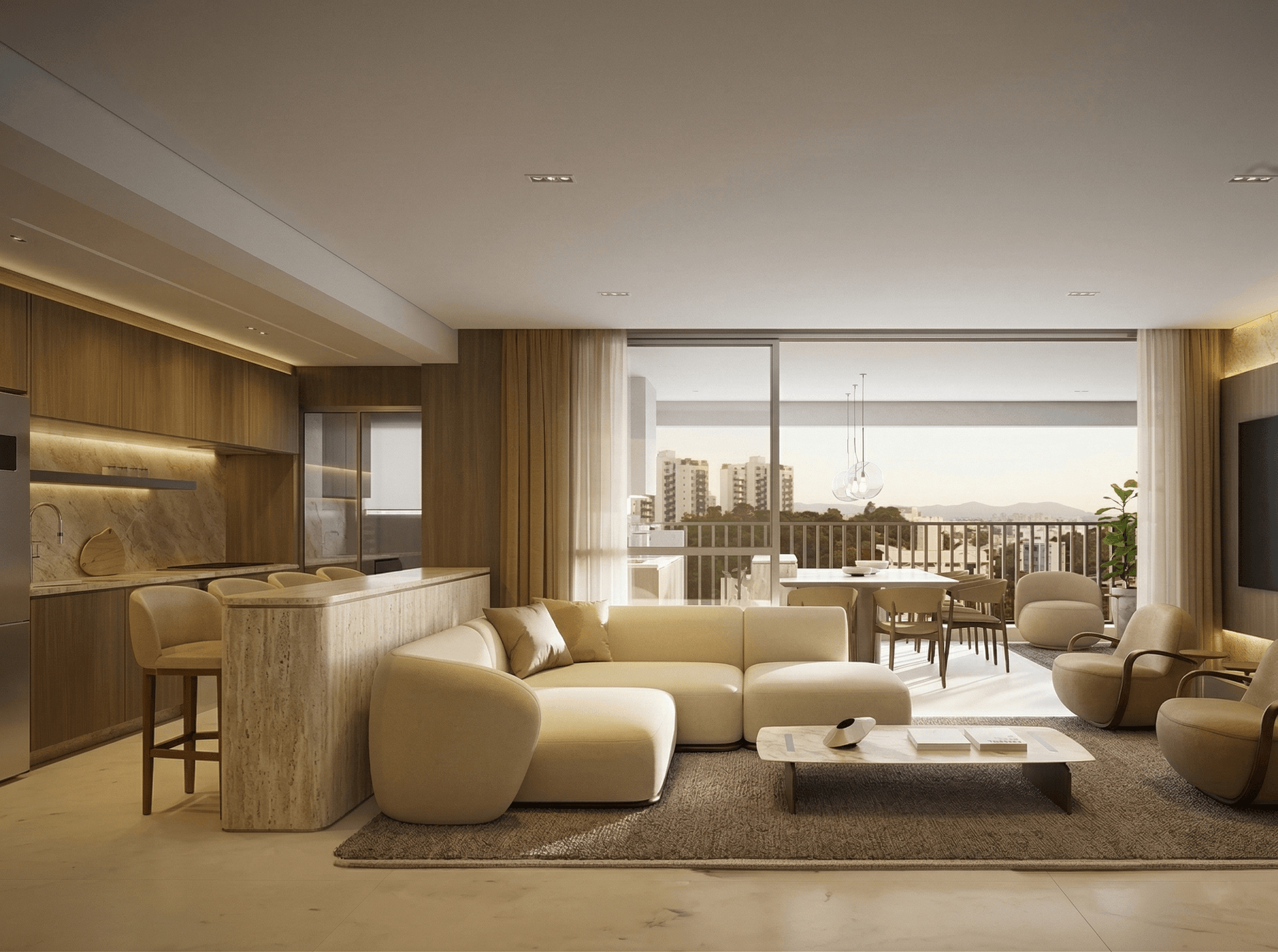 Living do apartamento 4 Suítes 243m² do MONÃ Anália Franco